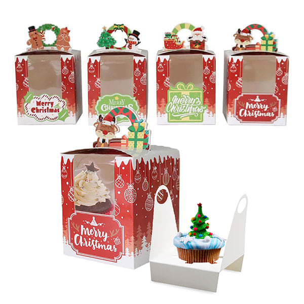 Julmuffinslådor Fönster Face Cup Cake Display Box Muffin 12PCS