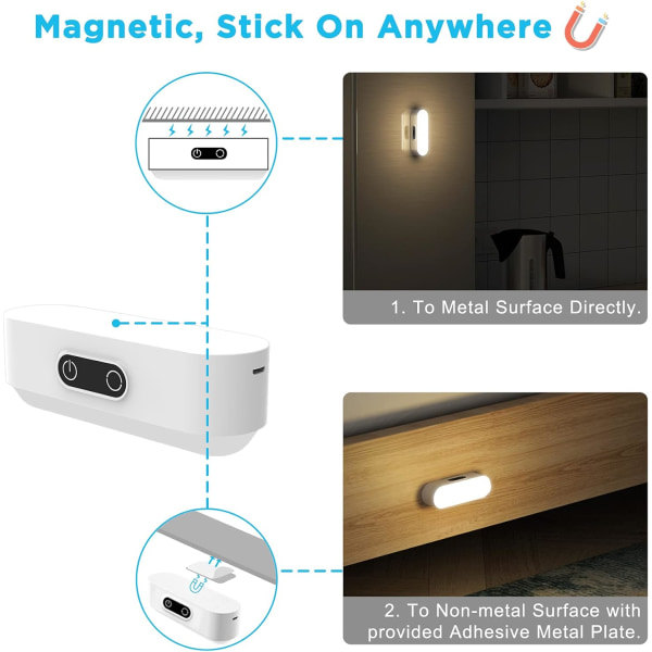 LED Garderobslampe Dimbar Oppladbart 2000mAh Trådløst, LED Stripe