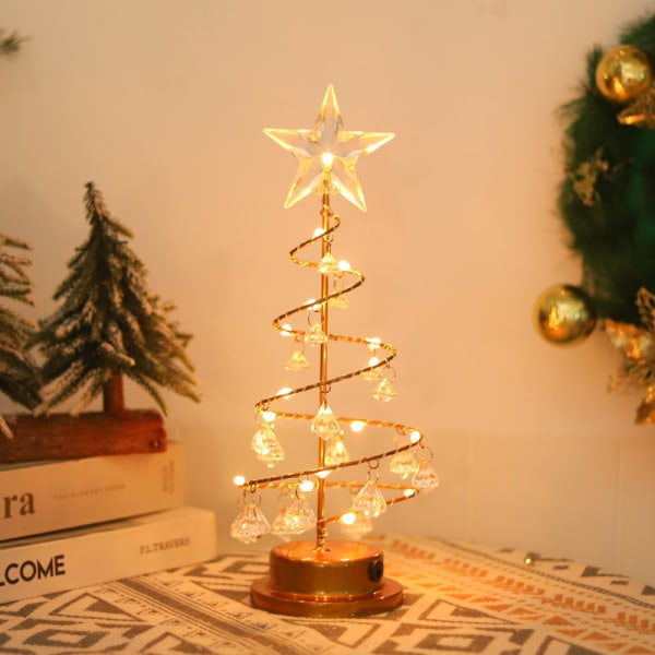 Krystaltræ Julelys USB Natlys LED Bordlampe Valentinsdag Pige Fødselsdag Soveværelsesdekoration Atmosfærisk Lys Varmt Hvidt