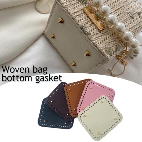 Bottnar DIY Läder Handgjord Fyrkantig Bottenväska Tillbehör Beige