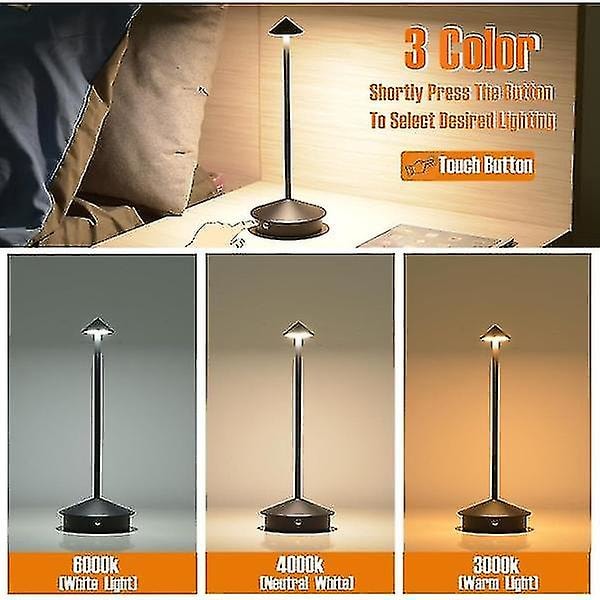 Dimbar LED-bordlampa i aluminium, IP54-skydd, inomhus/utomhus, laddningsbas med kontakt, H29cm, EU-kontakt - Corten Black