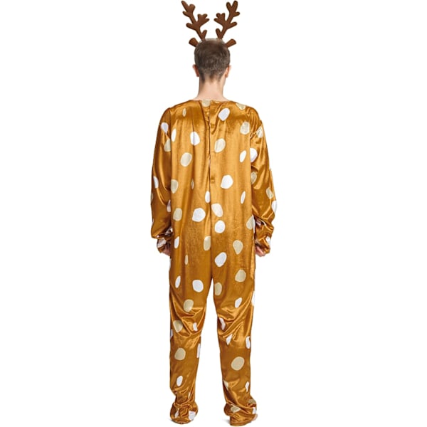 Voksen ren kostume julehjort fin kjole outfit kvinder mænd dyrekostume med gevir hovedbånd Male deer XXL