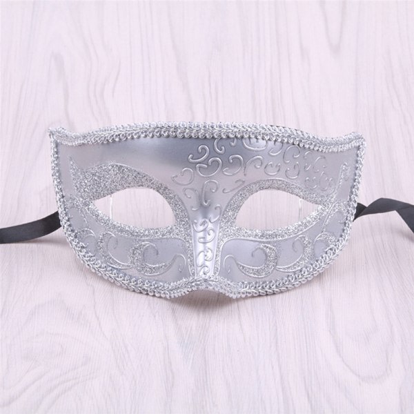 Maskeradmasker för par venetiansk kvinna spets män PP Cosplay Silver ONESIZE Silver ONESIZE