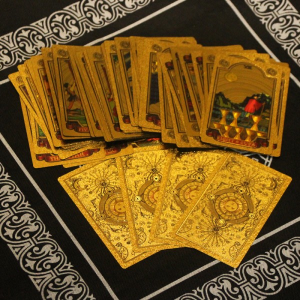 Luksuriøs gullfolie Tarot Oracle Card Divination Fate Høy kvalitet Gull En størrelse Gold one  size