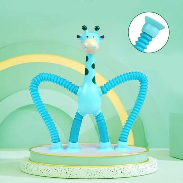 Tecknad giraff Pop-Tube Teleskopisk sugkopp Sensorisk leksak Djur Sucker Toy Fidgets Sensorisk leksak Julklapp till barn Gul - 2