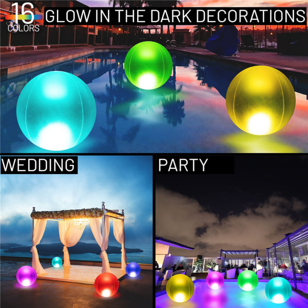 Uppblåsbar badboll med LED-ljus - Poolparty, Simma, Vattenspel, Leksaker