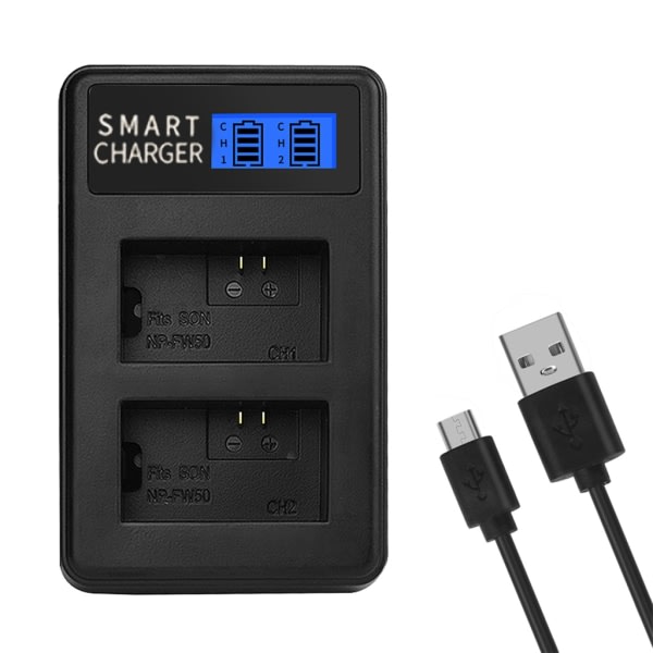 Smal batteri LCD Micro USB-laddare - Pålitligt laddningstillbehör för 6000, 5000, 5100, ILCE6000, batteriladdningsbas