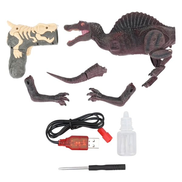 Fjernbetjening Dinosaur Legetøj Naturtro Lys Brølende Lyd Elektronisk Vandrende Dinosaur med Vandspray Rød