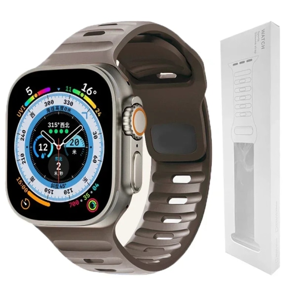 Silikonrem for Apple Watch Band 49mm 44mm 45mm 40mm 41mm 42mm 38mm Ultra 2 Sport Rem Armband iwatch Series 9 8 7 6 5 se coffee-BOX18