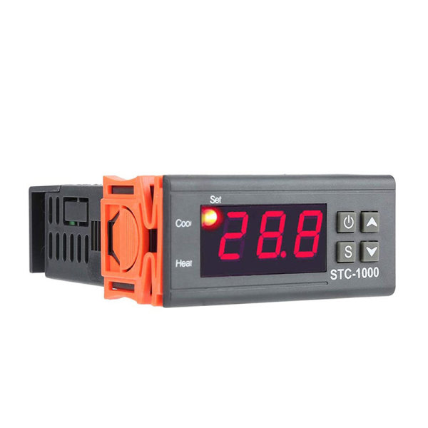 1:a LED Digital STC-1000 temperaturkontrollomkopplare Microcom Black DC12V