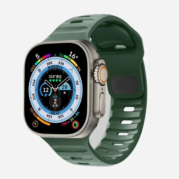 Silikonrem til Apple Watch Band 49mm 44mm 45mm 40mm 41mm 42mm 38mm Ultra 2 Sport Correa Armband iwatch Series 9 8 7 6 5 s army green