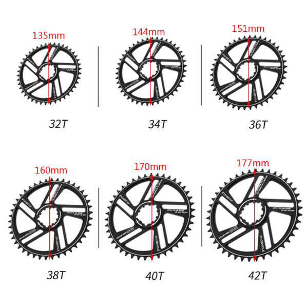 Cykel CNC Legering Kedjehjul Mountain Bike 3mm Vev Cykel Kedjering för 32T 34T 36T 38T 40T 42T Cykel Kedjehjul Del Svart 42T