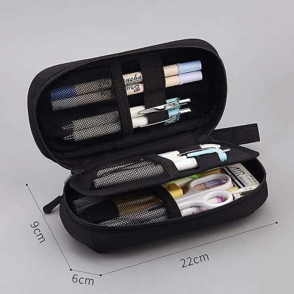 Stor Kapacitets Etui Multifunktionel Skrivebordsmappe Organizer Skrivebords Pen Etui til Sort