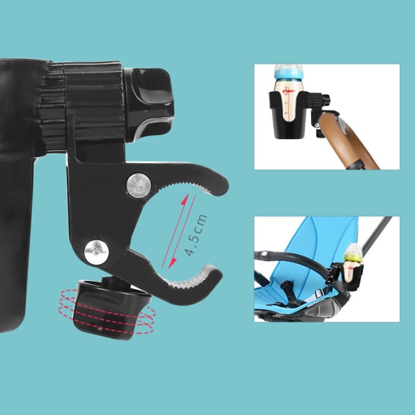 Babykoppholder Barnevogn Sykkel Stroller Bærbar Sklisikker Justerbar Flaskeholder 360 Rotatable Stroller Tilbehør
