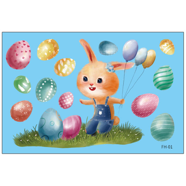 Pääsiäis-tarrat Cartoon Rabbit Egg PVC Staattinen sähkötarra Seinäkoriste null - 4