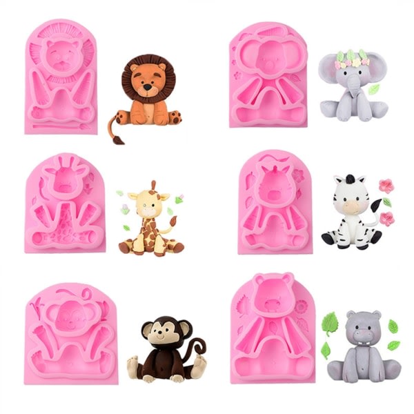 Sød elefant giraff form silikone form Form form Grå - A