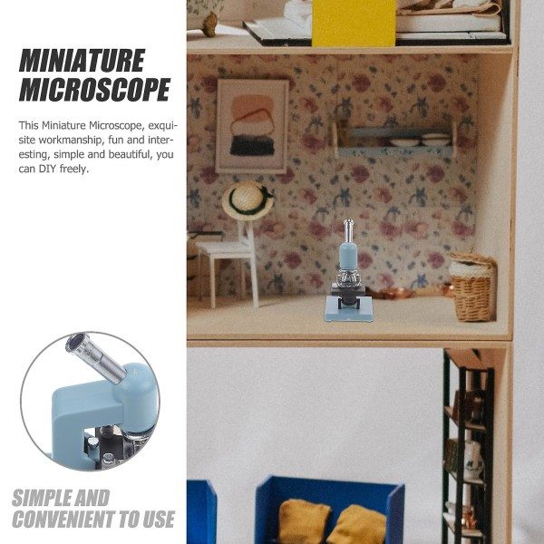 Rollespil Miniature Model Dekorativt Mikroskop Model Ornament Simuleringsmikroskop Legetøj Sky-blå 5X3.8CM