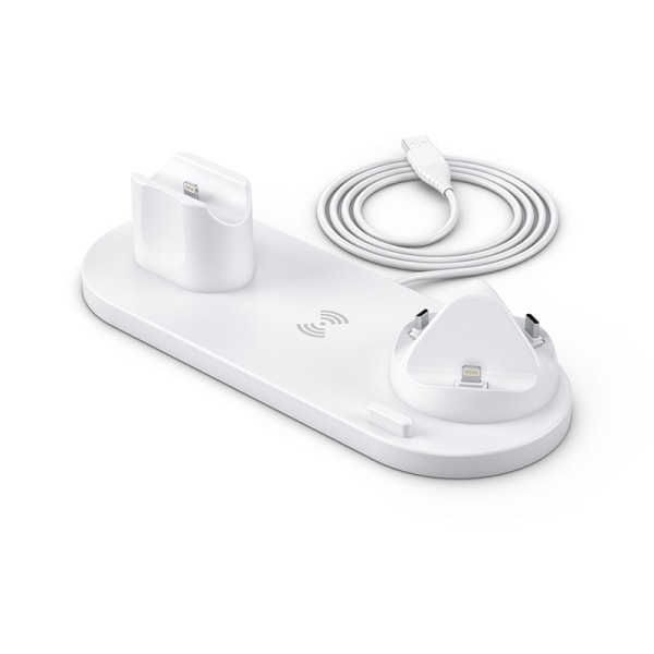Ny Multifunksjonell Trådløs Lader 15W Seks-i-ett Mobiltelefon Stativ Rask Lader for Apple Black