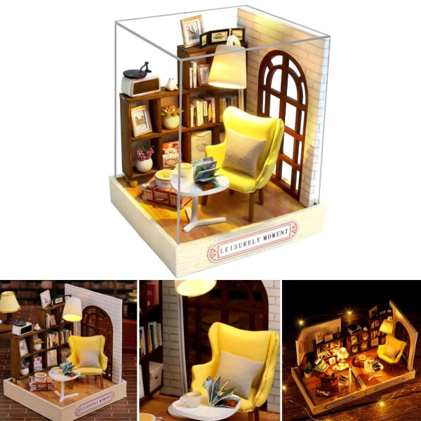 Gör-det-själv dockskåp i miniatyr med möbler Mini-hussatser i trä Rumsdekorationer Hantverkspresent för tonåringar Vuxna Kvinnor Män null - 1