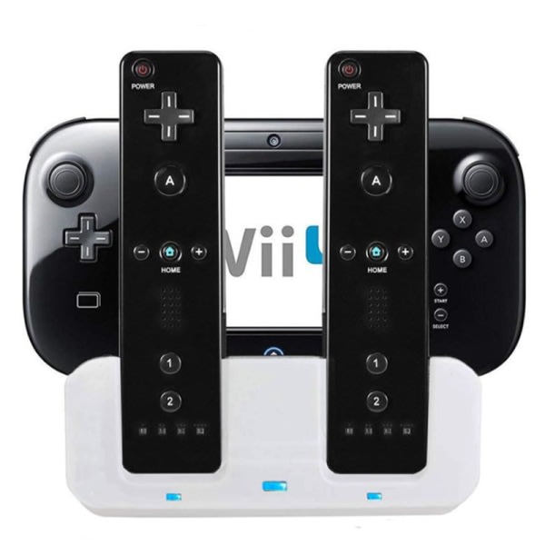 Laddstation Laddningsdocka för Wii U Fjärrkontroll Gamin vit