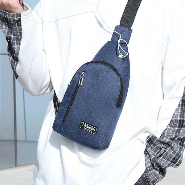 Liten Sling Bag Crossbody Bröst Axel Vattentät Sling Handväska En Rem Resväska För män Kvinnor Pojkar med hörlurshål B B