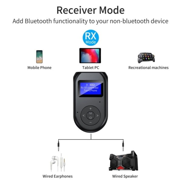 3-i-1 Bluetooth-kompatibel sender/modtager Trådløs BT 5.0