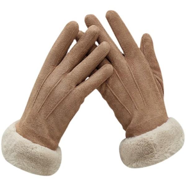 Kvinner Vinter Plysj Tykk Touch Driving Mocka Lær Mitten Ve F OneSize F OneSize