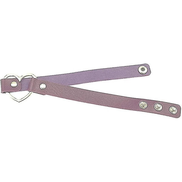 Gotisk Punk Choker, PU læder kort halskæde med hjerteformet spænde (lilla)