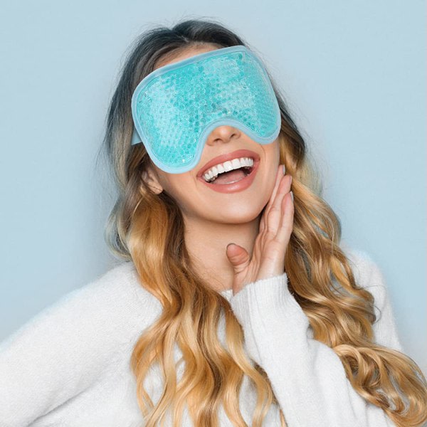 Ögonmask, återanvändbara pärlor Ice Pack, Hot Cold Therapy för Puffy Ey Sky blue