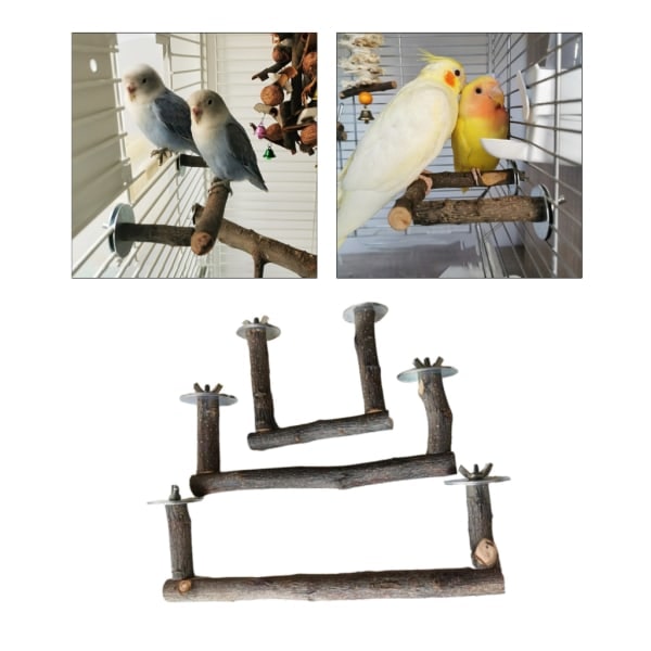 Fuglepinde Naturligt Træ Stativ U-formet Bar Bur Legetøj til Cockatiels Conures M