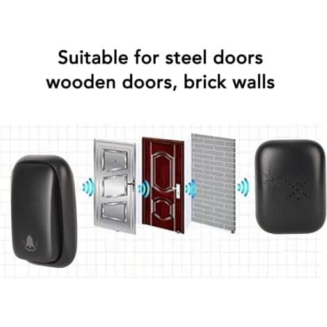 Self-Powered Wireless Doorbell - 305m Range - IP44 Waterproof - 38 Ringtones - 4 Adjustable Volume Levels - Easy Installation