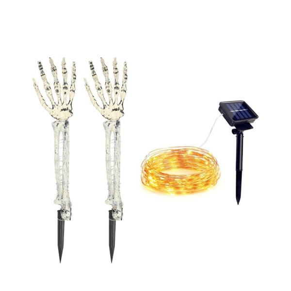 Skelet Hånd Lampe Led Solenergi Strenglys VARMT LJUS varmt lys