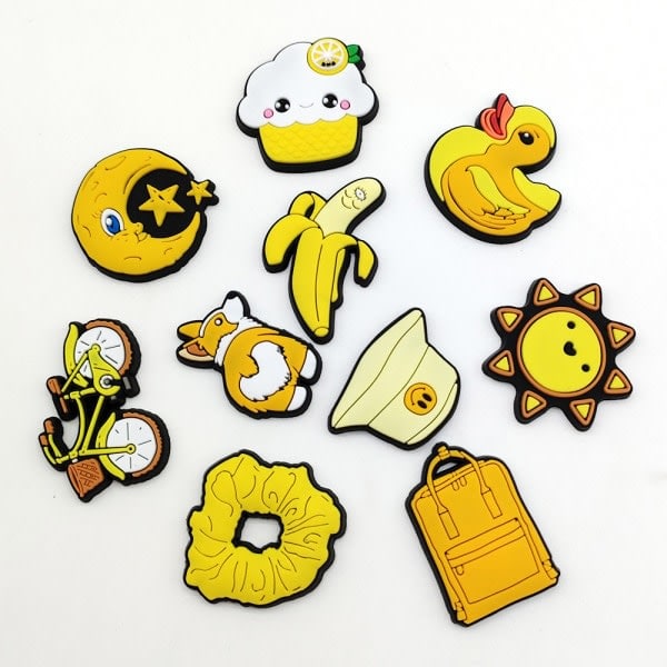 10 STK Gule Croc Charms Sko Dekoration til Clog Sandaler Sko Tilbehør CDQ