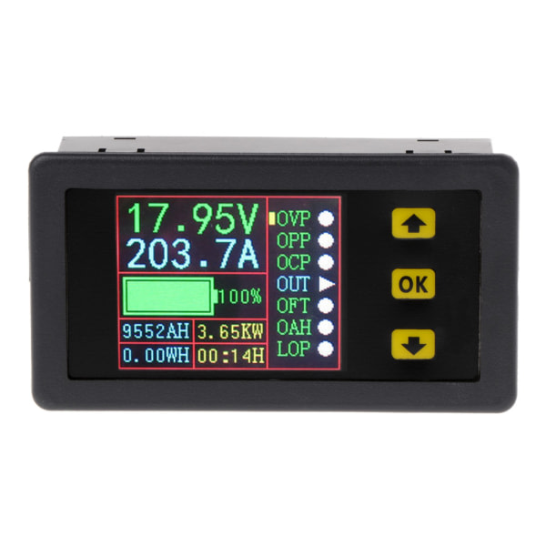 Digital multimeter Laddnings-urladdning batteritestare för DC 0-90V 0-20A Volt Amp M