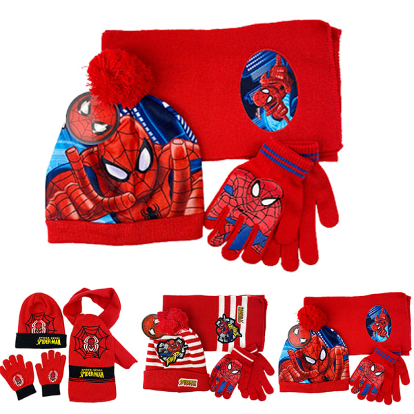 KIds Marvel Spider Man Hat Mjuk Scarf Och Handskar Set C
