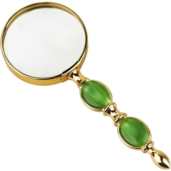 Bärbar grön jade-förstorare Guldguldram Förstoringsglas E