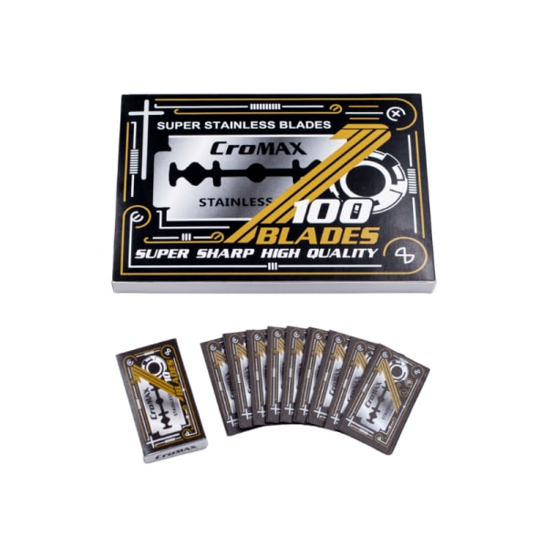 Rakblad Premium Dubbelrakblad frisör i rostfritt stål (100-pack) (100-Pack)