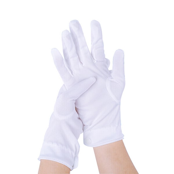 10 ST Hvide handsker, med trykknap, one size, voksen, broderede sømme på håndryggen, jul, Sankt Nikolaus, karneval, Halloween, den