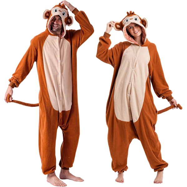 Unisex aikuisten pyjama-asu, plushi, yhden osan apinaeläinpuvustus Monkey L