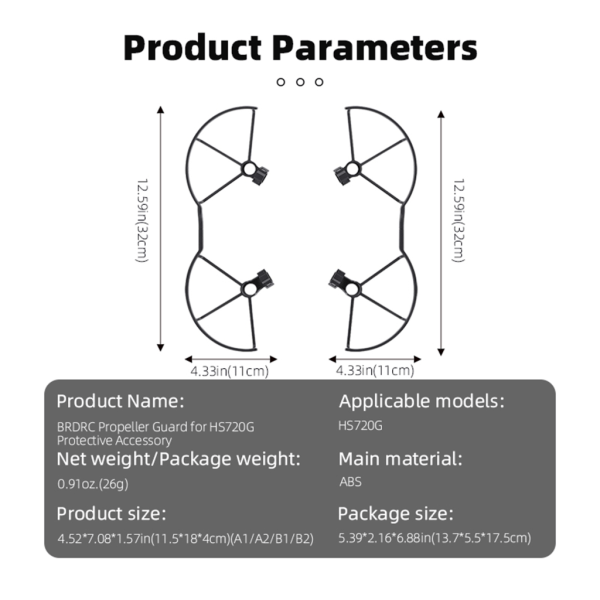 Propellerbeskyttelse til Holy Stone HS720G Hurtigudløsningspropeller Beskyttelsesringe Beskyttelsesbur Drone Tilbehør