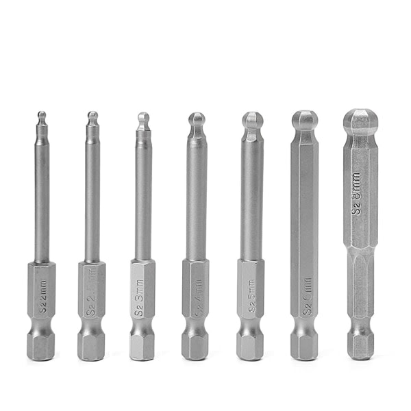 7 stk 65 mm magnetisk kulehode sekskant for hodesekskantskrutrekker Bits Borverktøy 2
