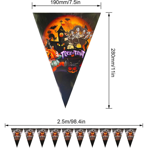 Halloween-Pumppuhaamu-Vimplit Kallo-Piraattilipput Halloween-Kolmiolipput Käytetään Halloween-Juhlan Koti Sisä- ja Ulkokoristeluun 20kpl