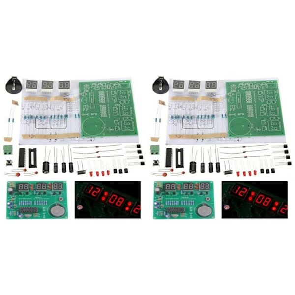 AT89C2051 DIY Klock-Kit med 6-siffrig LED-Display - 2-pack