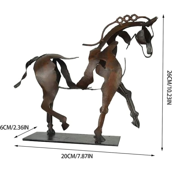 Metallhesteskulptur Adonis pryddekorasjon, 3D håndlaget gjennombrutt hest, rustik stående cowboyhestestatue, ridegave (med lys)