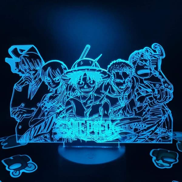 3D LED Natlampe Gave Soveværelse One Piece Anime Luffy