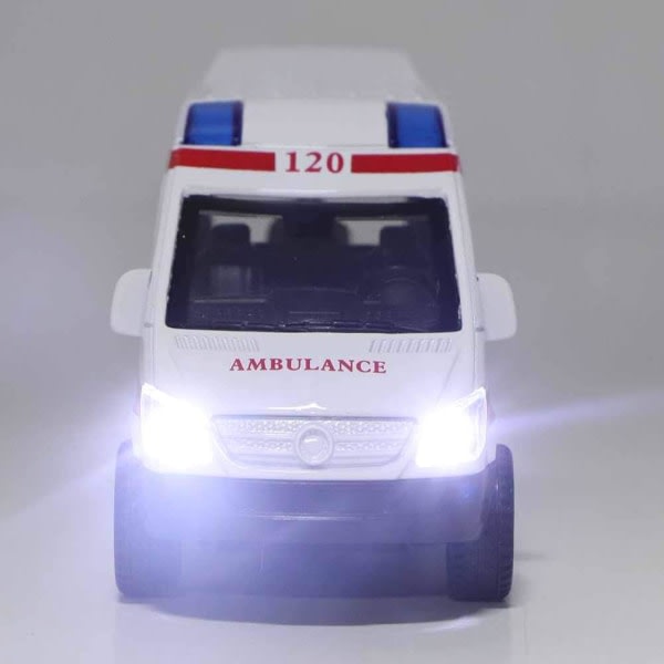 Ambulansbil, 1:32 Miniatyr Legering Bil Leksak Simuleringsmodell Fordon med Ljud för Barn över 3 År