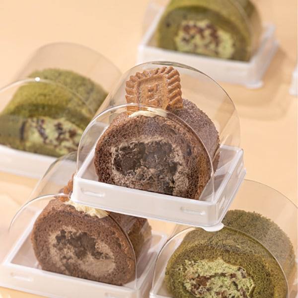 10st Mousse Kaklåda Med Lock Swiss Roll Dessert Förpackningslåda