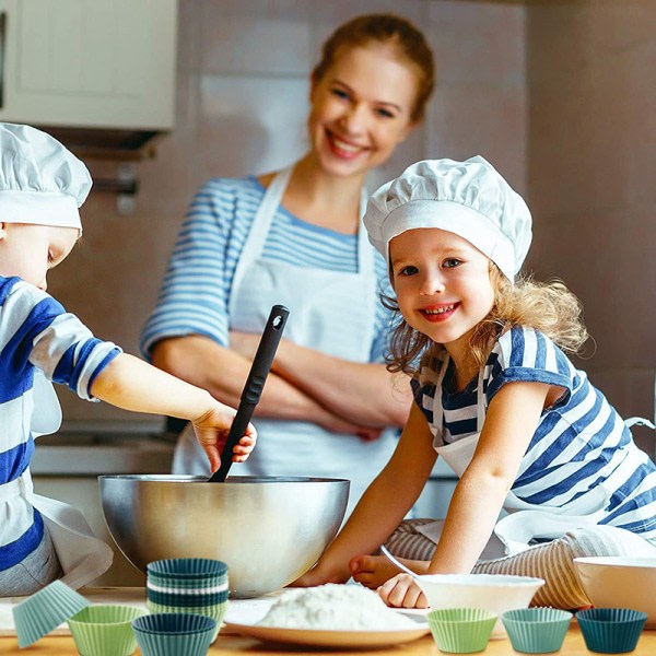 Silikon muffinskopp Rund rektangulær papperskopp Kakebakingskopp Grønn 16PCS Green 16PCS