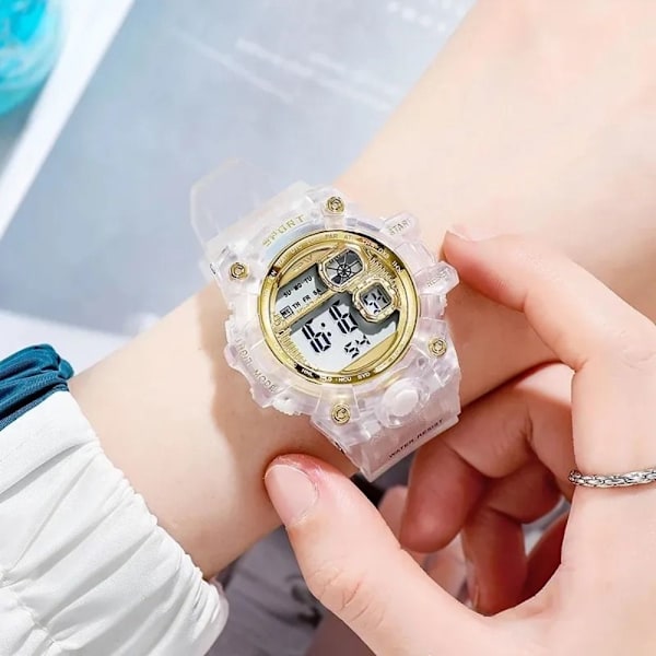 Multifunktionell klocka Stor urtavla Armbandsur Digitala elektroniska klockor rode