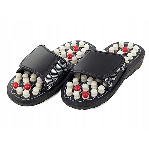 Acupressure Slippers with Massage Points - Adjustable Black M Black 40/41